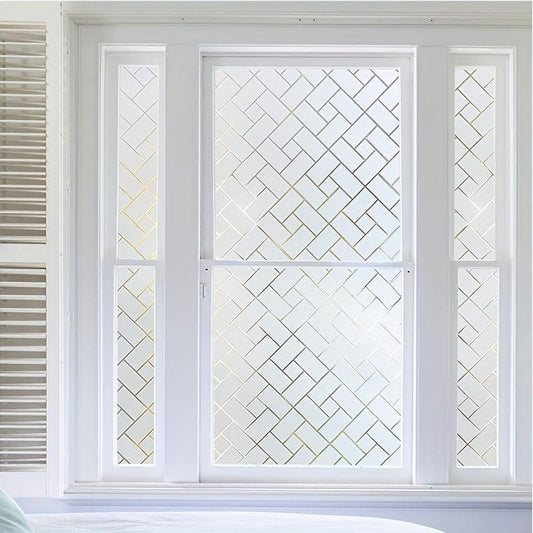 Frosted Glass Window Film Sun Blocking UV Protection Cross Pattern