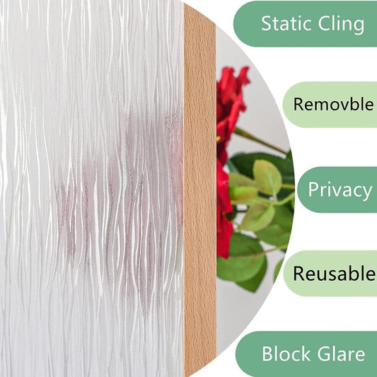 Frosted Glass Window Film Privacy UV Blocking Static Cling