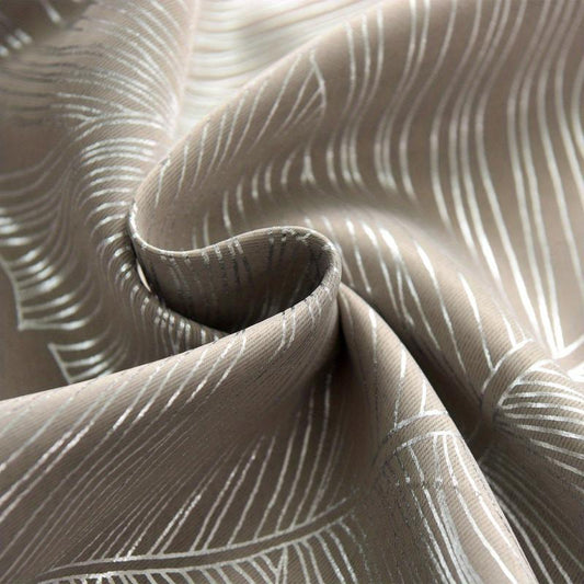 Silvery Leaf Pattern Blackout Curtain for Home Decor