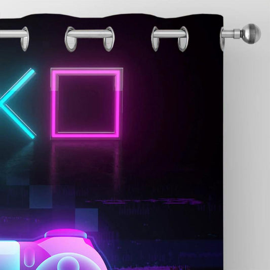 2 Panels 3D Gamepad Window Curtains Cyberpunk Collage - Home Decor Room
