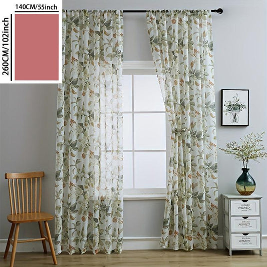 Floral Rod Pocket Curtain for Bedroom Living Room Home Decor
