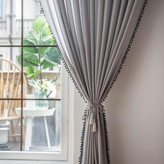 Grey Velvet Blackout Thermal Insulated Room Darkening Curtains