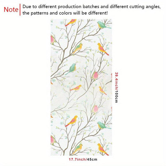 Colorful Bird Pattern Privacy Window Film Static Cling Anti UV