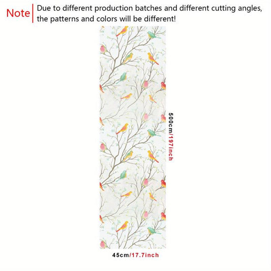 Colorful Bird Pattern Privacy Window Film Static Cling Anti UV