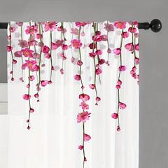 2pcs Yarn Flowers Voile Curtain for Living Room Bedroom Kitchen Cafe Curtains