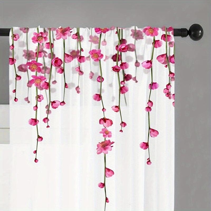 2pcs Yarn Flowers Voile Curtain for Living Room Bedroom Kitchen Cafe Curtains