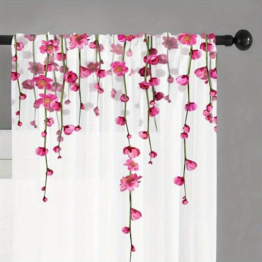 2pcs Yarn Flowers Voile Curtain for Living Room Bedroom Kitchen Cafe Curtains