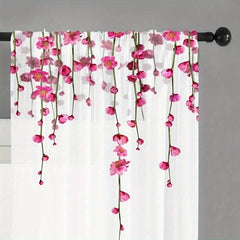 2pcs Yarn Flowers Voile Curtain for Living Room Bedroom Kitchen Cafe Curtains