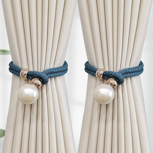 French Curtain Tiebacks with Faux Pearl Decorations - Elegant Curtain Holdback