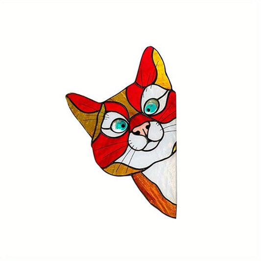Cat Peeking Glass Window Sticker Self-adhesive Waterproof Window Film