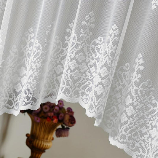 Geometric Wavy Window Curtains Lace Cafe Style for Home Decor