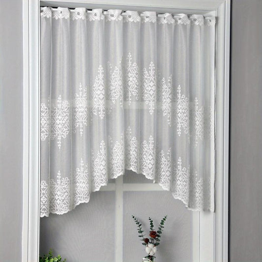 Geometric Wavy Window Curtains Lace Cafe Style for Home Decor
