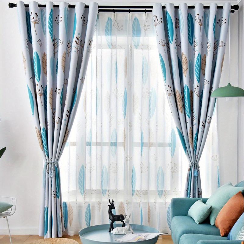Nordic Minimalist Leaf Blackout Curtain for Home Decor