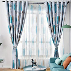 Nordic Minimalist Leaf Blackout Curtain for Home Decor
