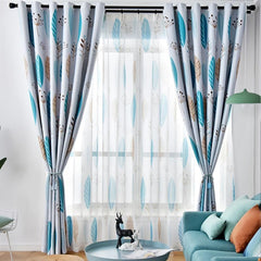 Nordic Minimalist Leaf Blackout Curtain for Home Decor