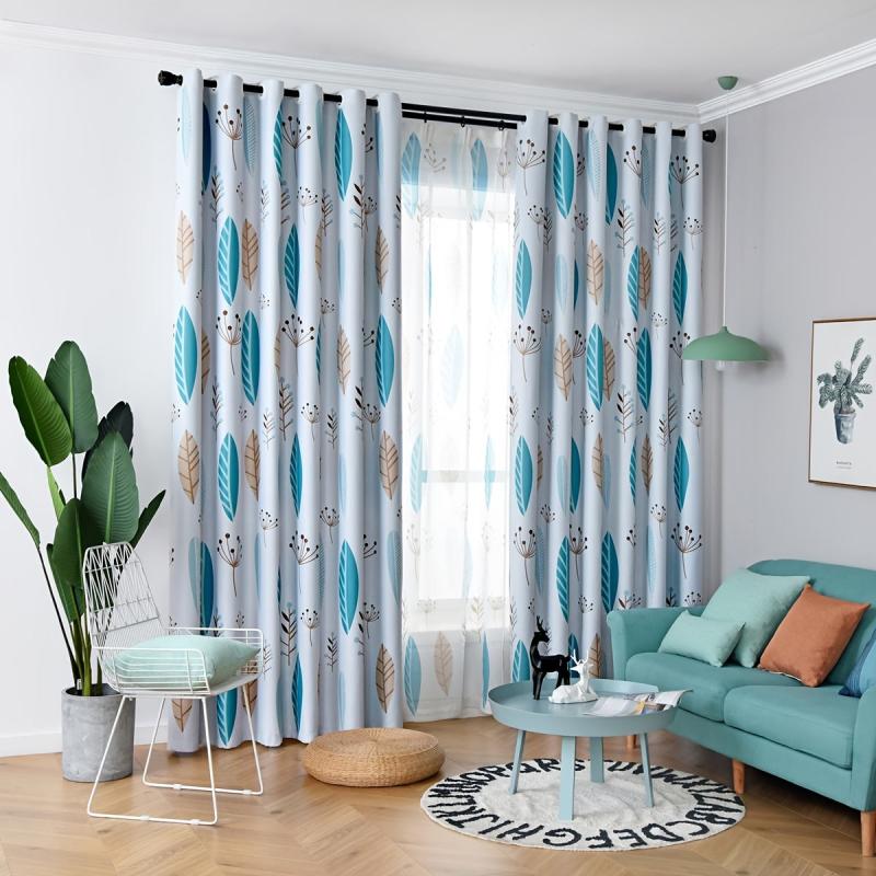 Nordic Minimalist Leaf Blackout Curtain for Home Decor