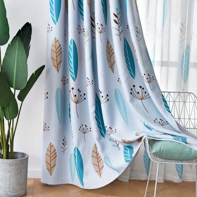 Nordic Minimalist Leaf Blackout Curtain for Home Decor