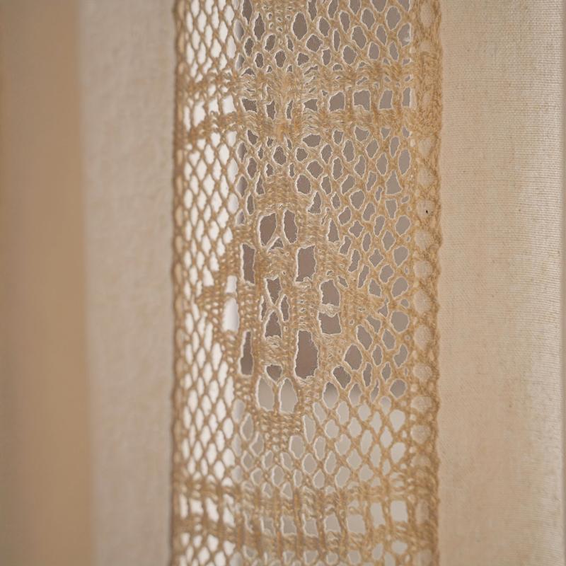 Boho Tassel Lace Patchwork Curtains Beige