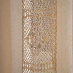 Boho Tassel Lace Patchwork Curtains Beige
