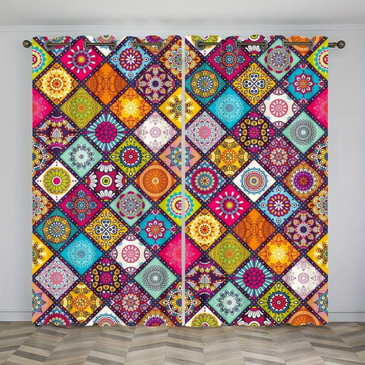 2pcs Bohemian Multifunctional Curtains Eyelet Rod for Home Decor and Privacy