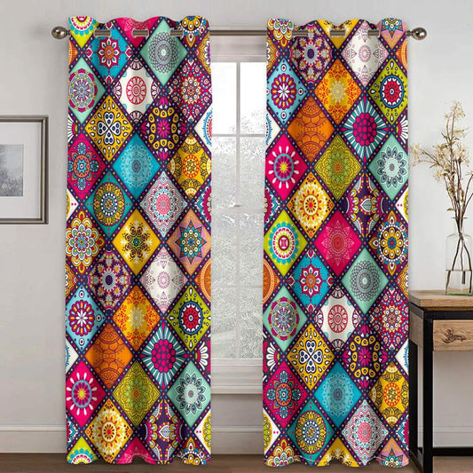 2pcs Bohemian Multifunctional Curtains Eyelet Rod for Home Decor and Privacy