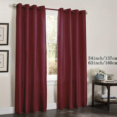 Faux Silk Grommet Top Window Curtain for Living Room Bedroom Kitchen Bathroom