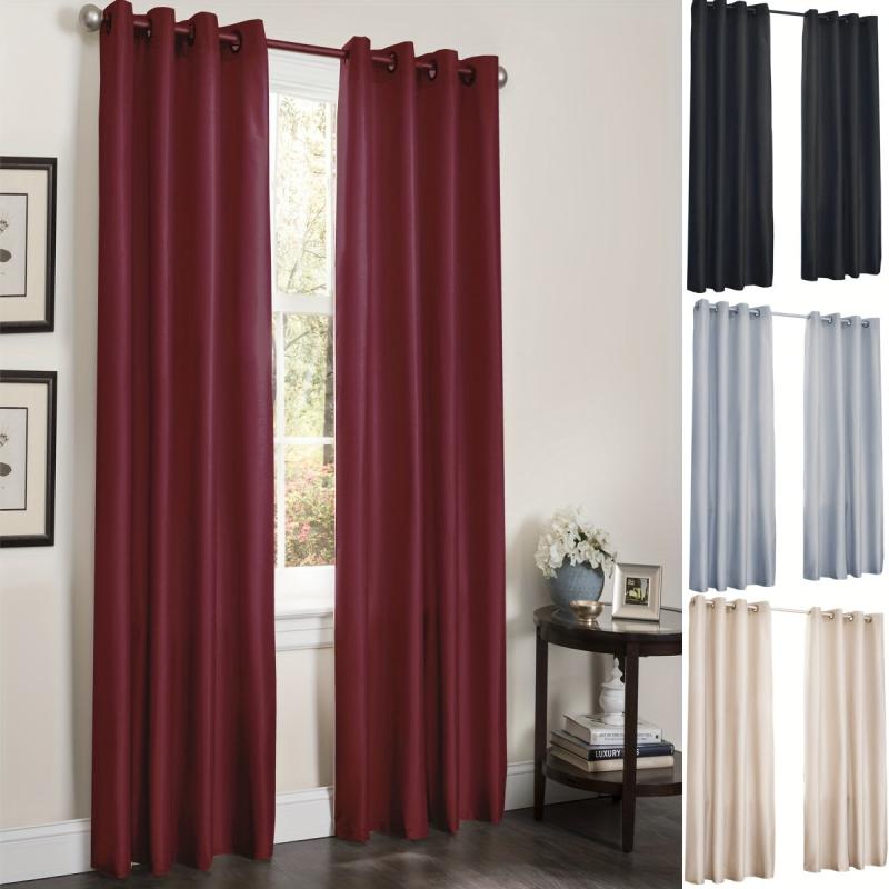 Faux Silk Grommet Top Window Curtain for Living Room Bedroom Kitchen Bathroom
