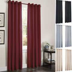 Faux Silk Grommet Top Window Curtain for Living Room Bedroom Kitchen Bathroom