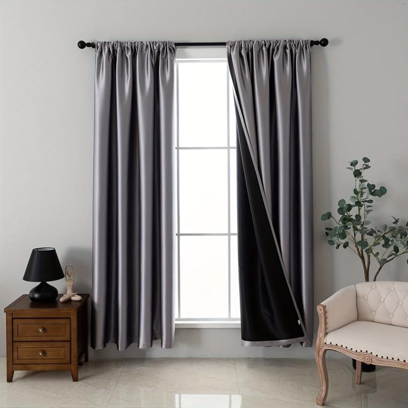 Blackout Curtain Rod Pocket Curtain for Home Decor