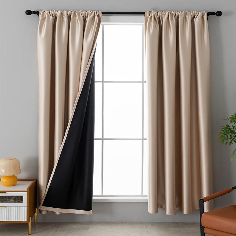 Blackout Curtain Rod Pocket Curtain for Home Decor