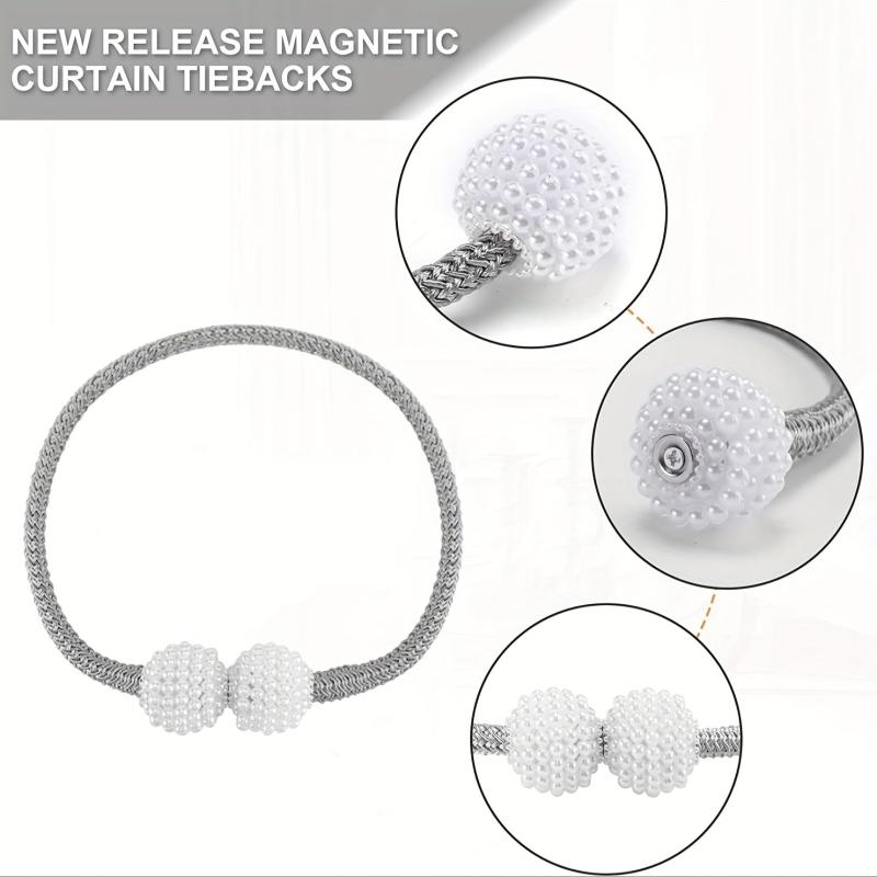 Magnetic Curtain Tiebacks Faux Pearl Ball Decorative Home Curtain Buckle
