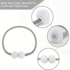 Magnetic Curtain Tiebacks Faux Pearl Ball Decorative Home Curtain Buckle