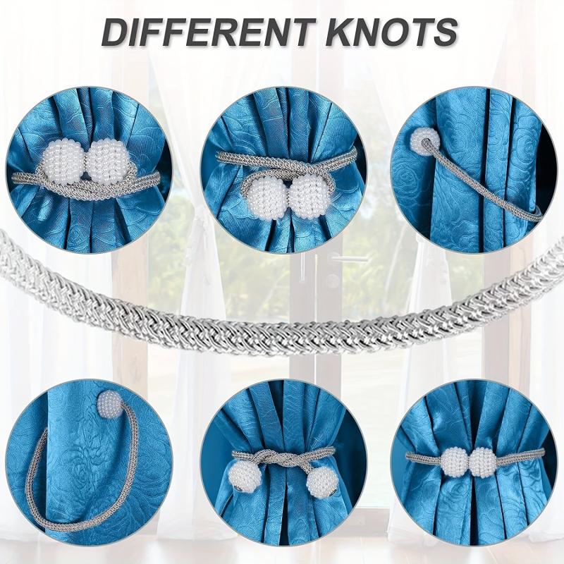 Magnetic Curtain Tiebacks Faux Pearl Ball Decorative Home Curtain Buckle