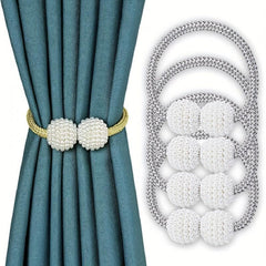 Magnetic Curtain Tiebacks Faux Pearl Ball Decorative Home Curtain Buckle