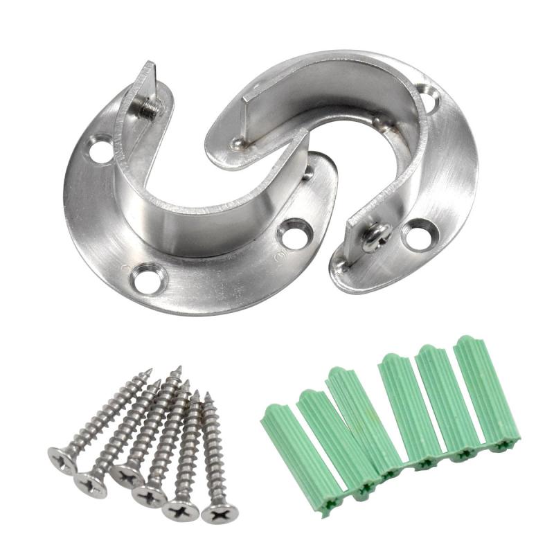 2 Packs Stainless Steel U Shaped Closet Rod Sockets