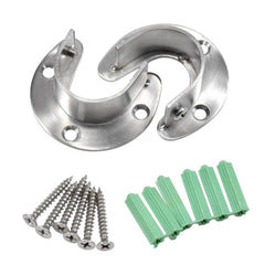 2 Packs Stainless Steel U Shaped Closet Rod Sockets