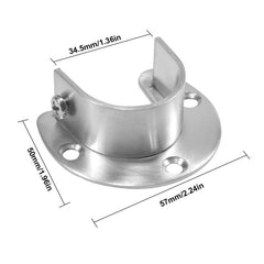 2 Packs Stainless Steel U Shaped Closet Rod Sockets