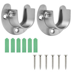 2 Packs Stainless Steel U Shaped Closet Rod Sockets