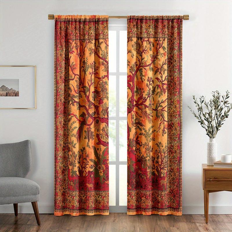 Boho Hippie Life Tree Window Curtains