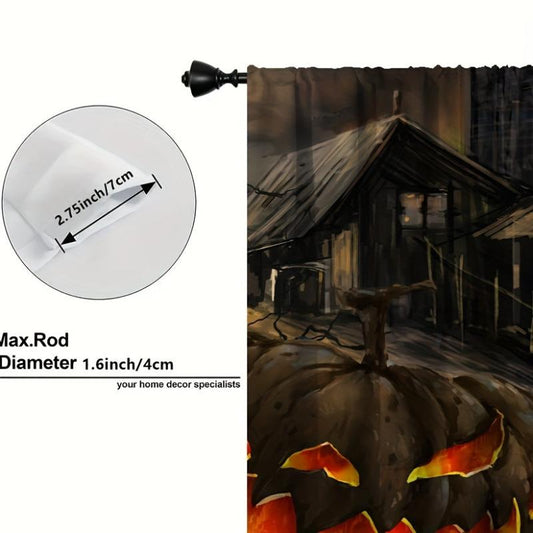 Halloween Horror Pumpkin Car Semi Blackout Curtain for Home Decoration