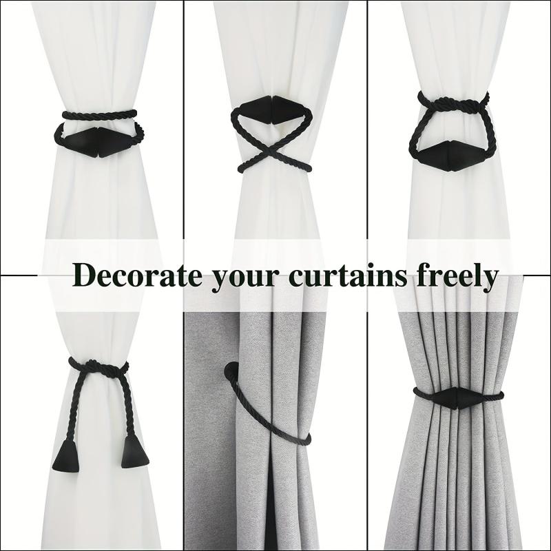 2pcs Magnetic Curtain Tiebacks Weave Holdbacks Easy to Use Stylish Home Decor