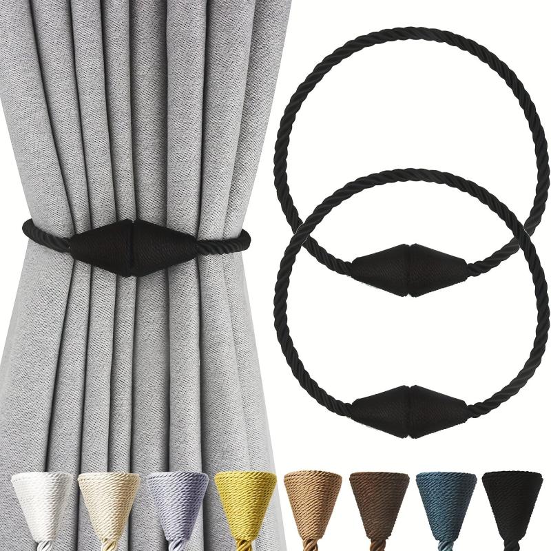 2pcs Magnetic Curtain Tiebacks Weave Holdbacks Easy to Use Stylish Home Decor