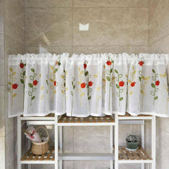 Kitchen Curtains Valance Ladybug Embroidery Short Curtains