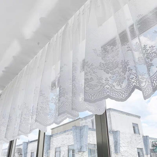 Sheer Floral Lace Short Curtains for Kitchen Cafe Bedroom