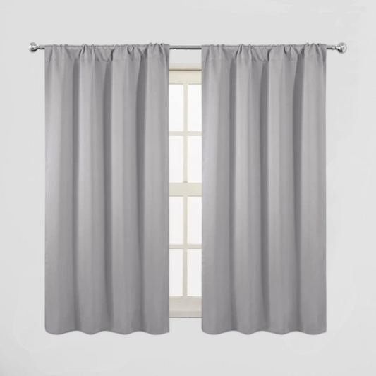 Thermal Insulated Blackout Curtains Rod Pocket Silvery Gray