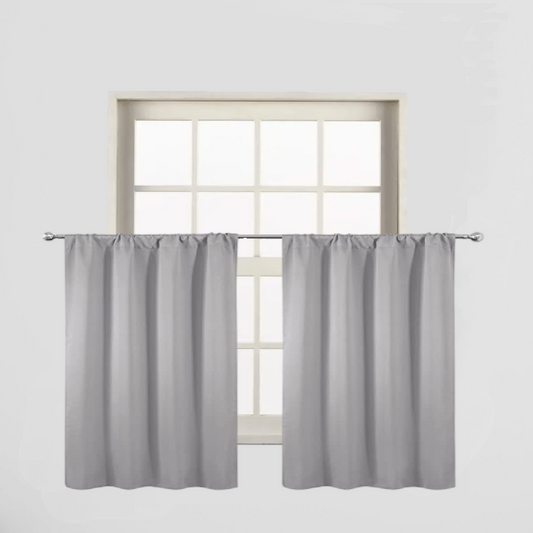 Thermal Insulated Blackout Curtains Rod Pocket Silvery Gray