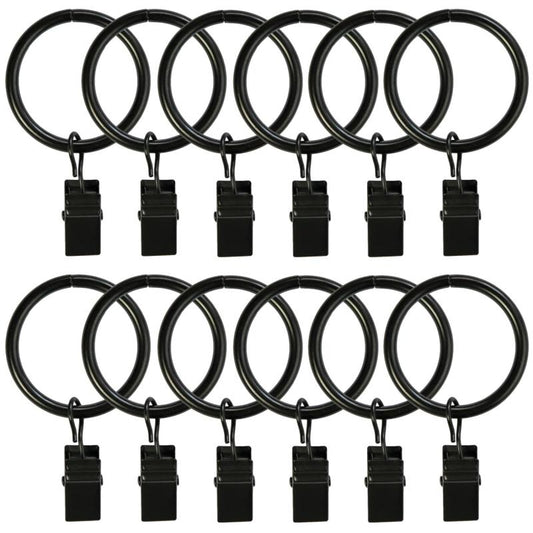 12 Pack Metal Curtain Rings Clips - Durable Drapery Rings for Easy Hanging