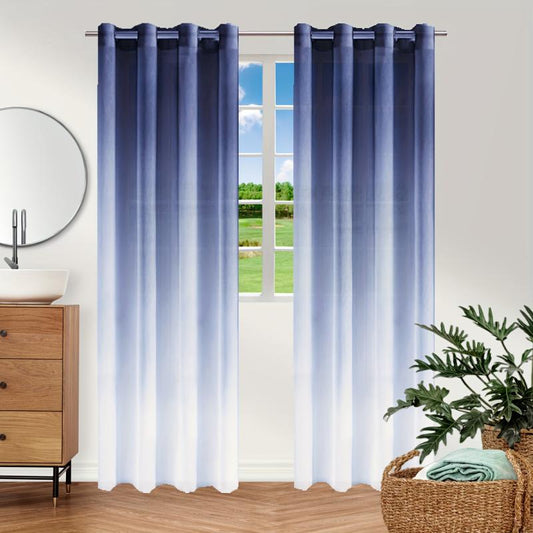Gradient Sheer Grommet Curtains for Home Decor