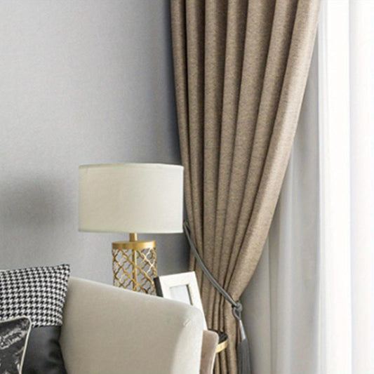 1pc Solid Curtains Grommet Top Curtain for Home Decor
