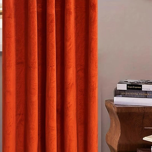 Burnt Orange Velvet Curtains Thermal Insulated Room Darkening